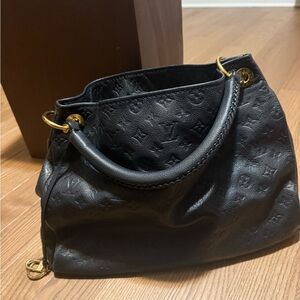 Louis Vuitton Black Shoulder Bag with Gold Accents